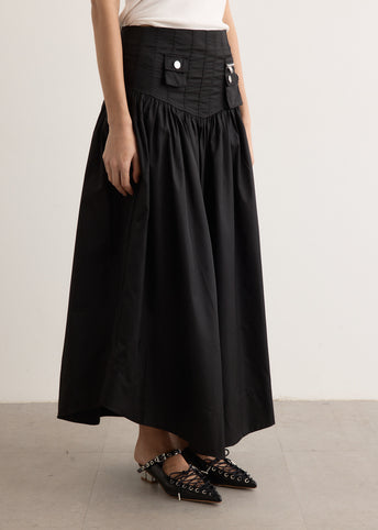 Duchesse Nylon Long Pocket Skirt