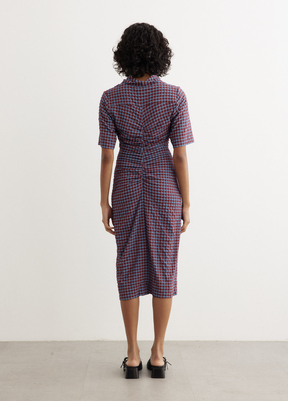 Stretch Seersucker Fitted Dress