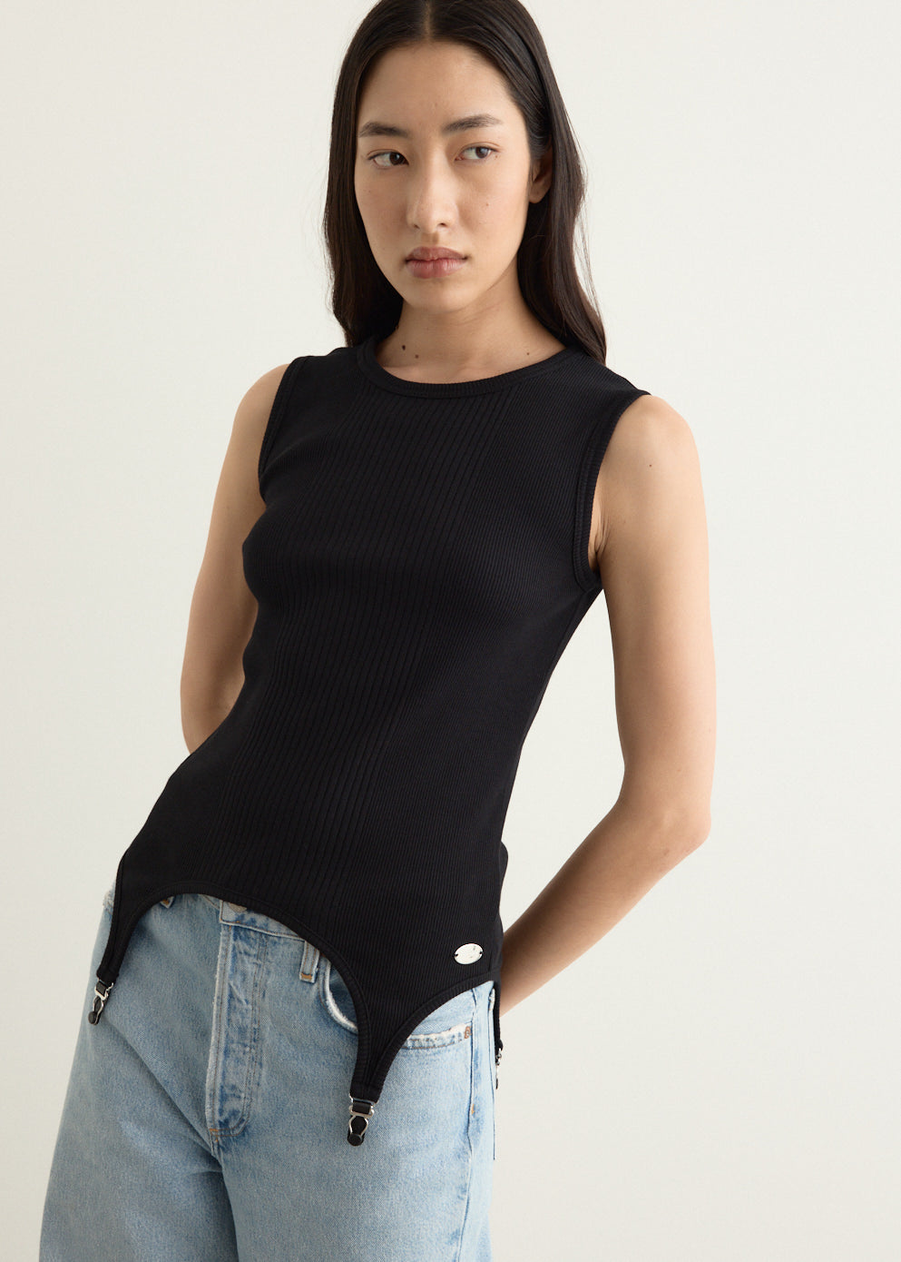 Cotton Ribbed Garter Tank Top
