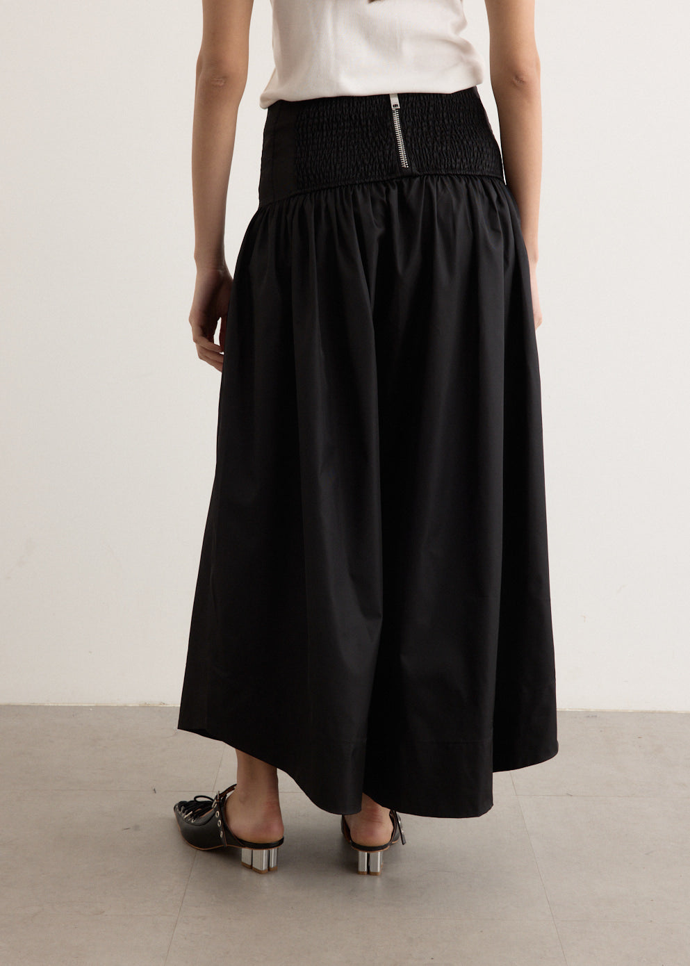 Duchesse Nylon Long Pocket Skirt