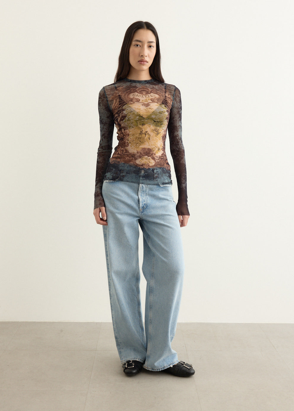 Mesh Long Sleeves Top