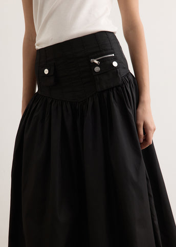 Duchesse Nylon Long Pocket Skirt