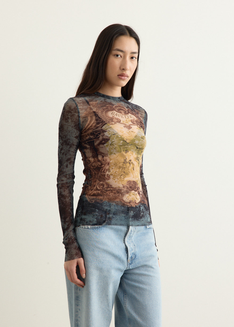 Mesh Long Sleeves Top