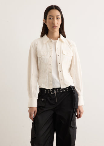 Washed Stretch Cotton Corset Shirt