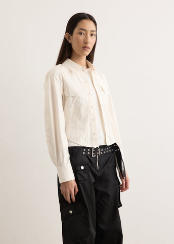 Washed Stretch Cotton Corset Shirt