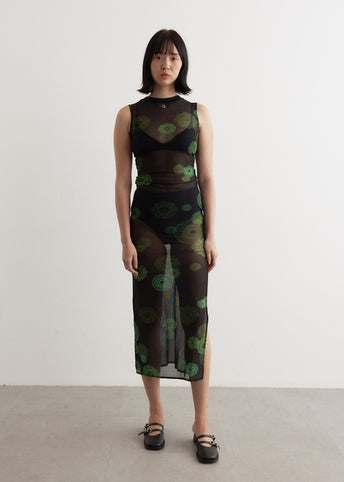 Cymatics Print Mesh Dress