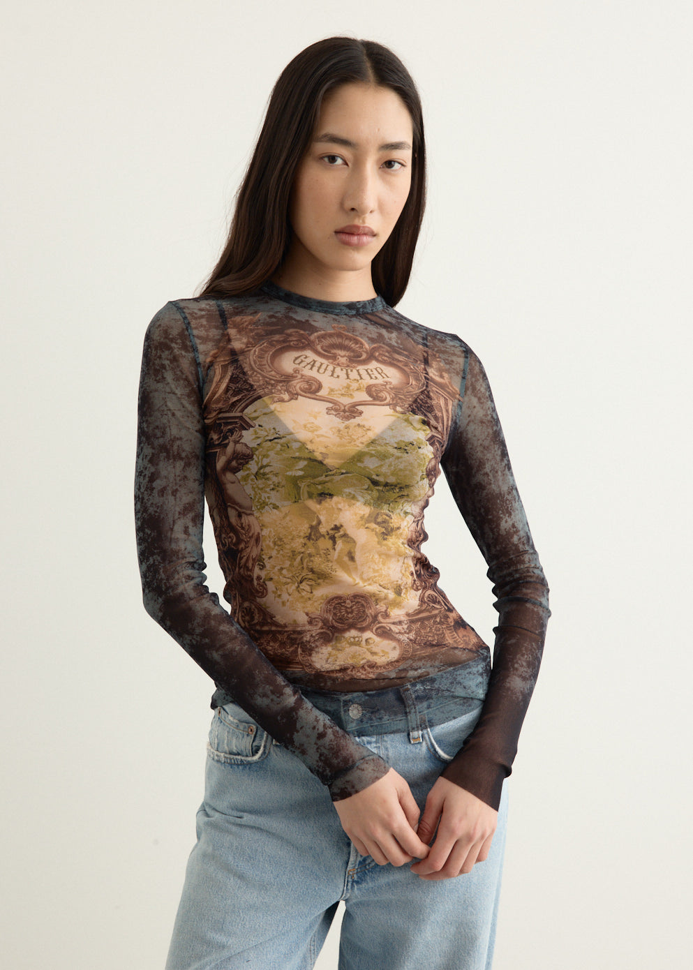 Mesh Long Sleeves Top