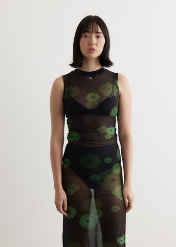 Cymatics Print Mesh Dress
