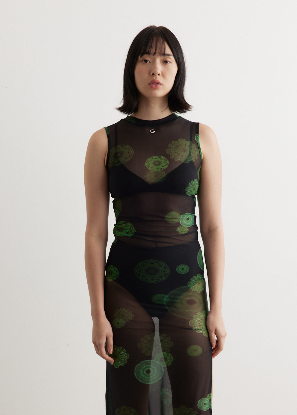 Cymatics Print Mesh Dress