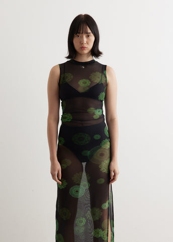 Cymatics Print Mesh Dress