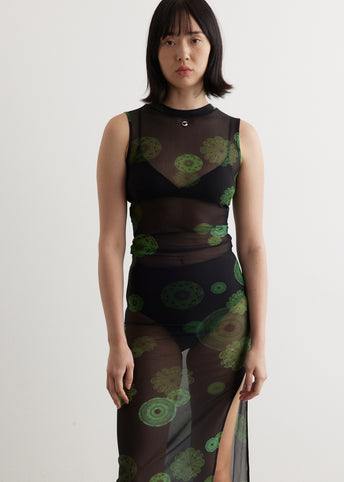 Cymatics Print Mesh Dress