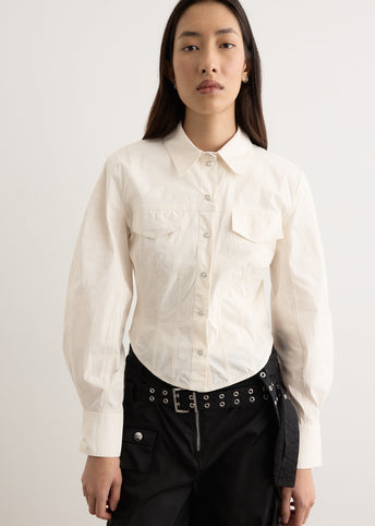 Washed Stretch Cotton Corset Shirt