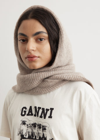 ハット GANNI BALACLAVA IN LANA CON LOGO RICAMATO Phantom Grey Striped Soft Wool Balaclava | GANNI US