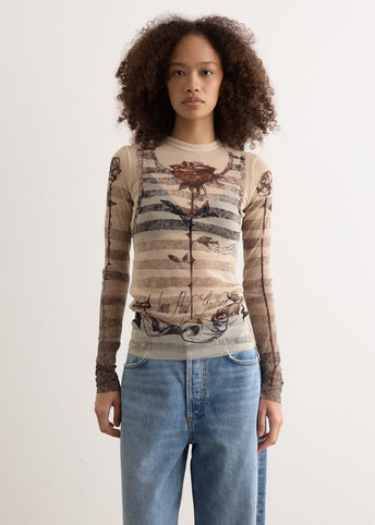 Mesh Long Sleeve Top Tattoo Mariniere Top