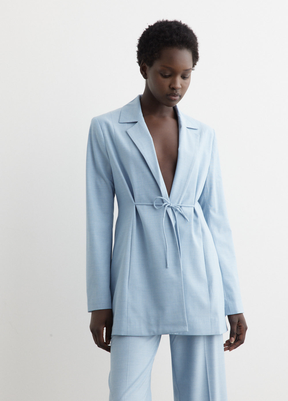 Drapey Melange Tiestring Blazer