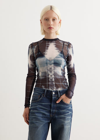 トップス CLASS NOSTALGIC MESH WOOL LONG SLEEVE Mesh Crew Neck Long Sleeve Top