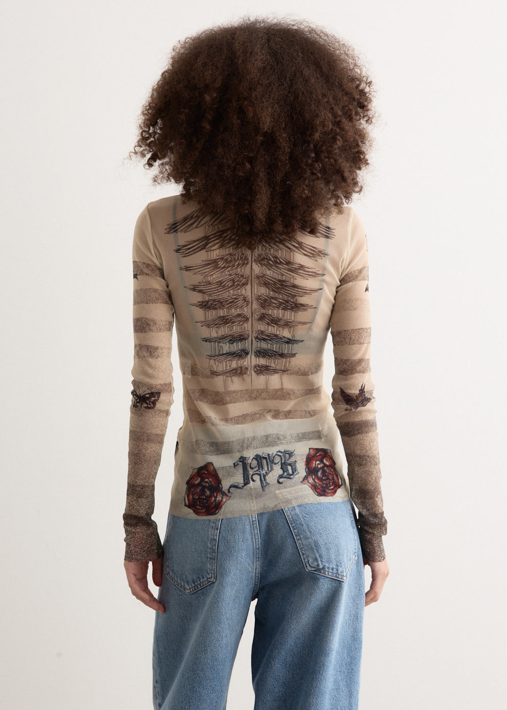 Mesh Long Sleeve Top Tattoo Mariniere Top