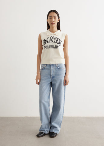 Graphic Wool Mix Collar Vest
