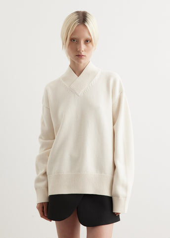 トップス STUDIO NICHOLSON NIMBUS KNIT BISCUIT nimbus / 5GG merino cotton oversized crew neck (biscuit
