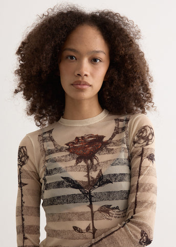 Mesh Long Sleeve Top Tattoo Mariniere Top