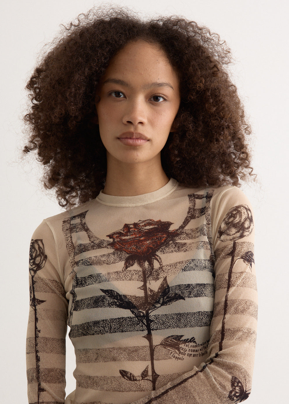 Mesh Long Sleeve Top Tattoo Mariniere Top