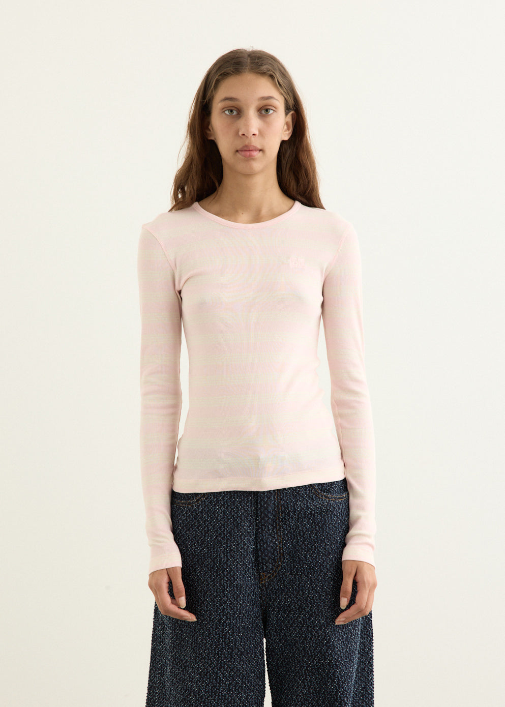 Soft Cotton Stripe Rib Longsleeve Top