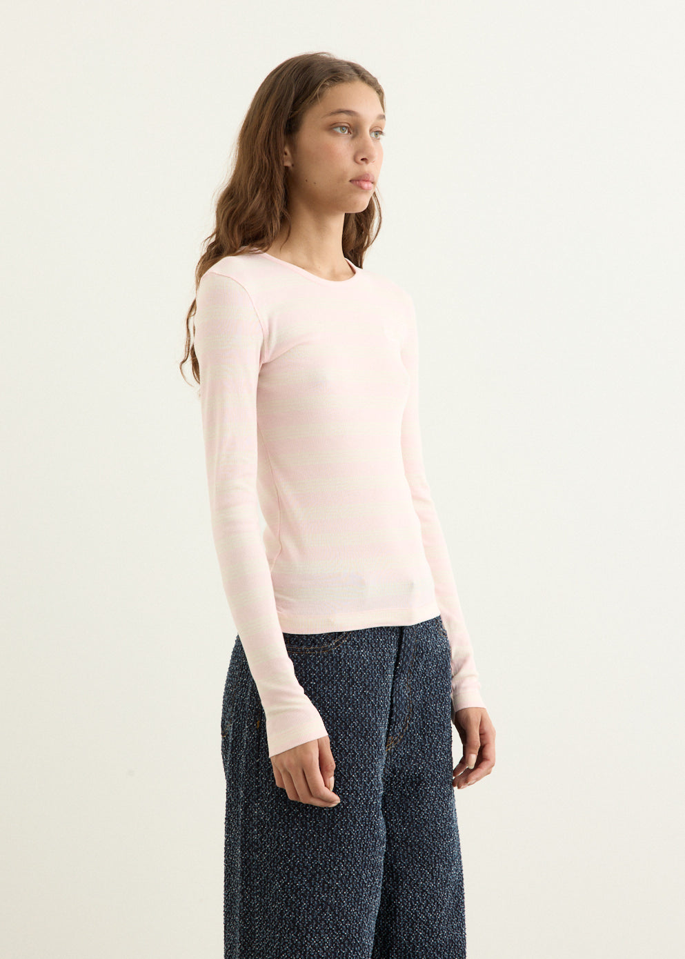 Soft Cotton Stripe Rib Longsleeve Top