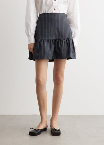 Stretch Stripe Flounce Mini Skirt