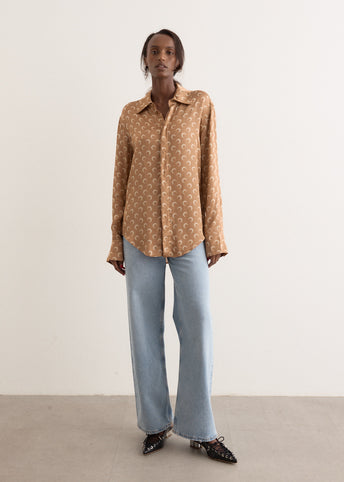 Moon Satin Button Down Shirt