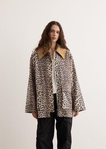 Printed Canvas Midi Jacket
