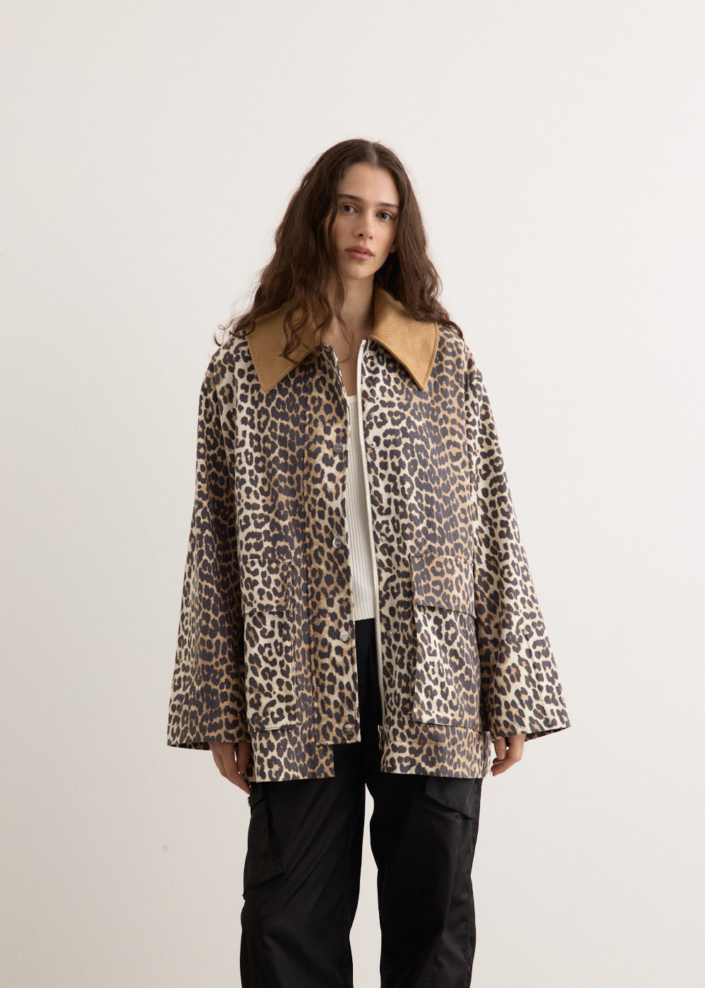 Printed Canvas Midi Jacket