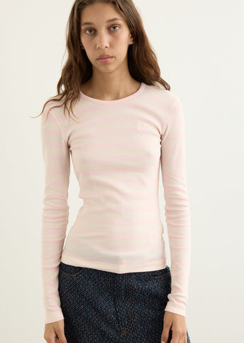 Soft Cotton Stripe Rib Longsleeve Top
