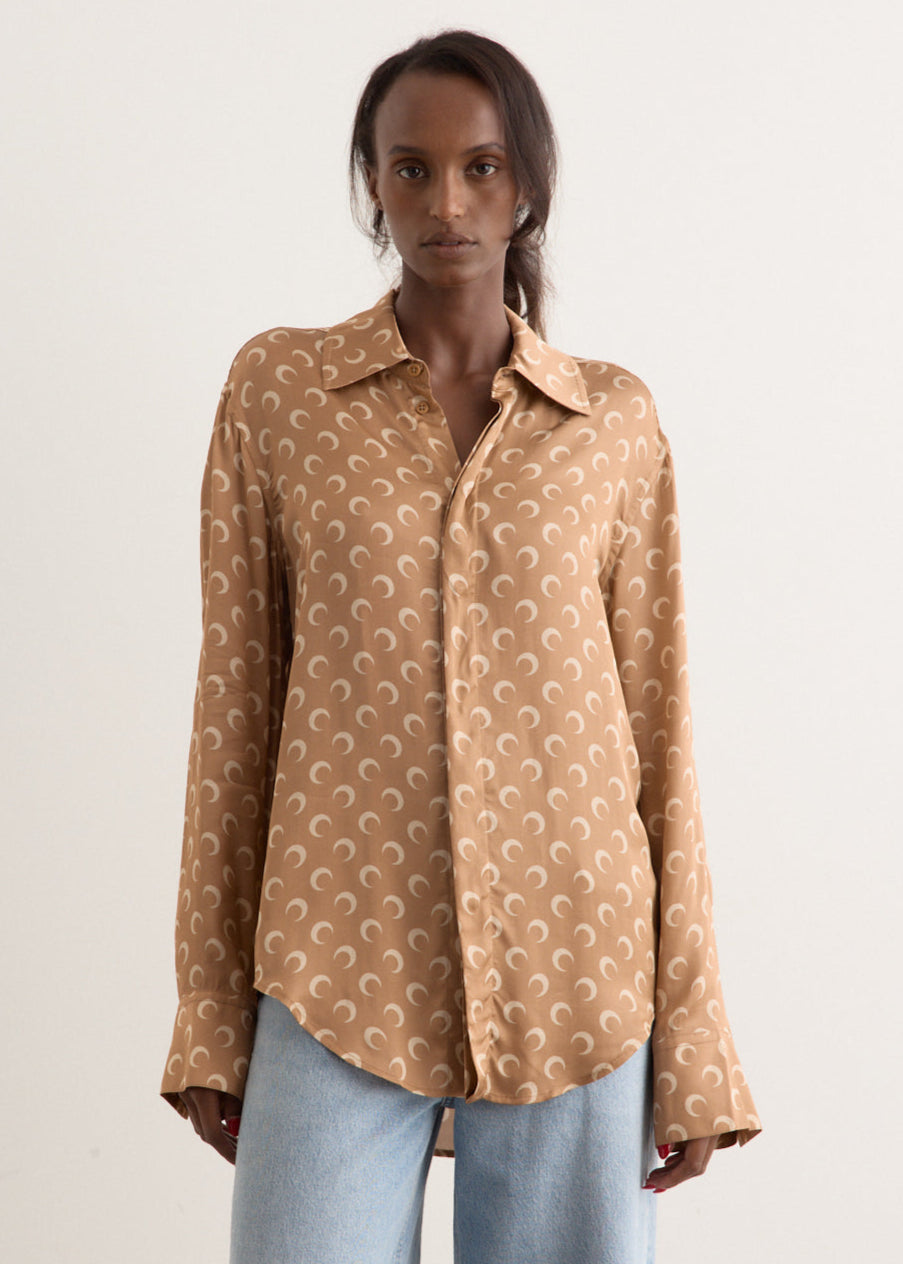 Moon Satin Button Down Shirt