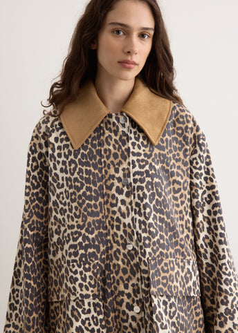 Printed Canvas Midi Jacket