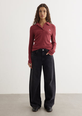 Fine Ribbed Long Sleeve Polo