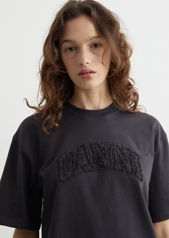国内発送☆GANNI☆HeavyCottonDropShoulder GanniT-shirt/BLACK Phantom Black Heavy Cotton Drop Shoulder T-shirt | GANNI US