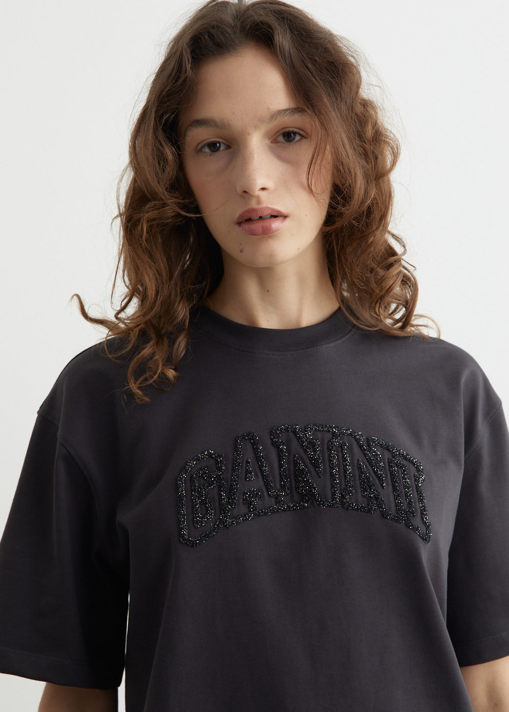 Ganni - Heavy Cotton Drop Shoulder Ganni T-Shirt - Tshirt print,Specials : American Fashion Style Bags On Sale Ganni - Heavy Cotton Drop Shoulder Ganni T-Shirt - Tshirt print,Specials : American Fashion Style Bags On Sale