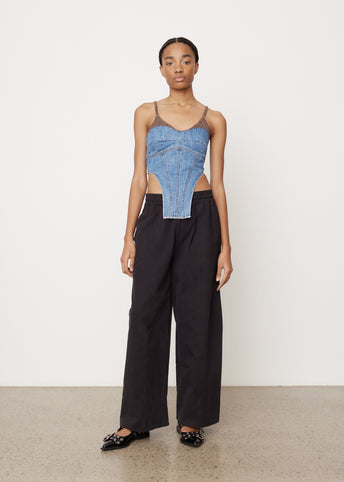 Chuko Knit Combo Denim Bustier