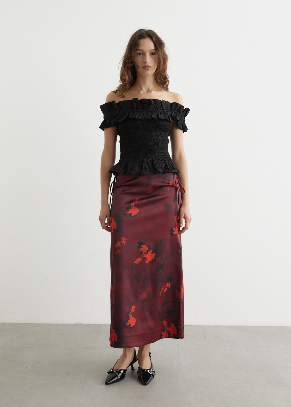 Ganni - Printed Double Satin Maxi Skirt - Skirt,Specials : American Fashion Style Bags On Sale