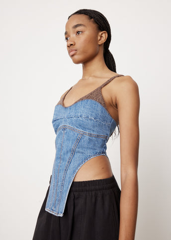 Chuko Knit Combo Denim Bustier
