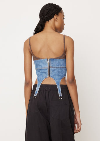 Chuko Knit Combo Denim Bustier