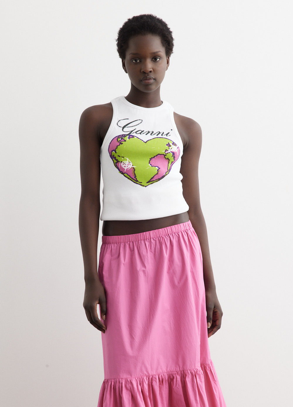 Graphic Rib Heart Tank Top