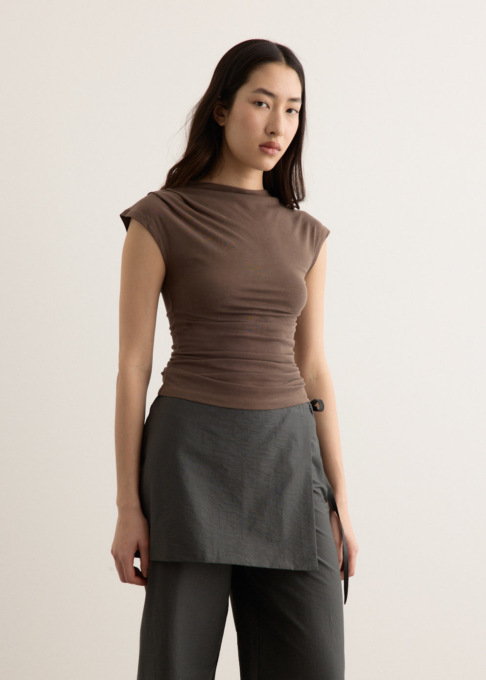 Agent Cap Sleeve Gathered Top