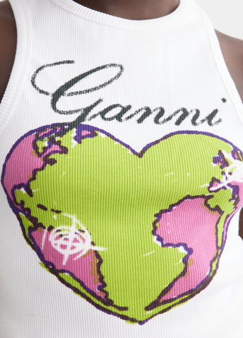 Graphic Rib Heart Tank Top