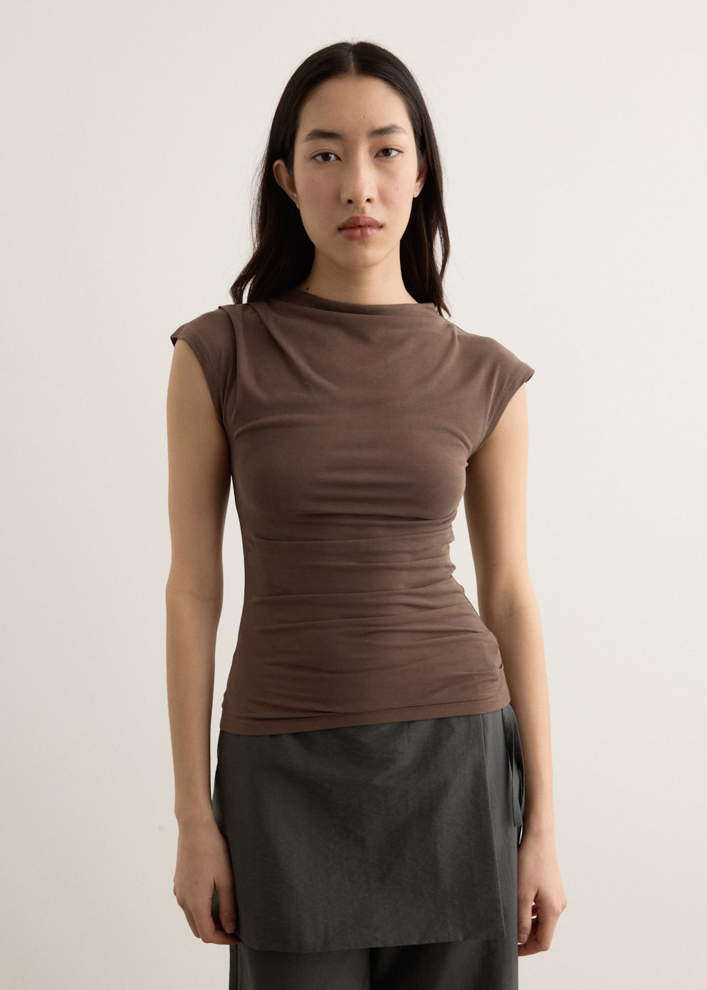 Agent Cap Sleeve Gathered Top