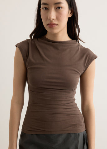 Agent Cap Sleeve Gathered Top
