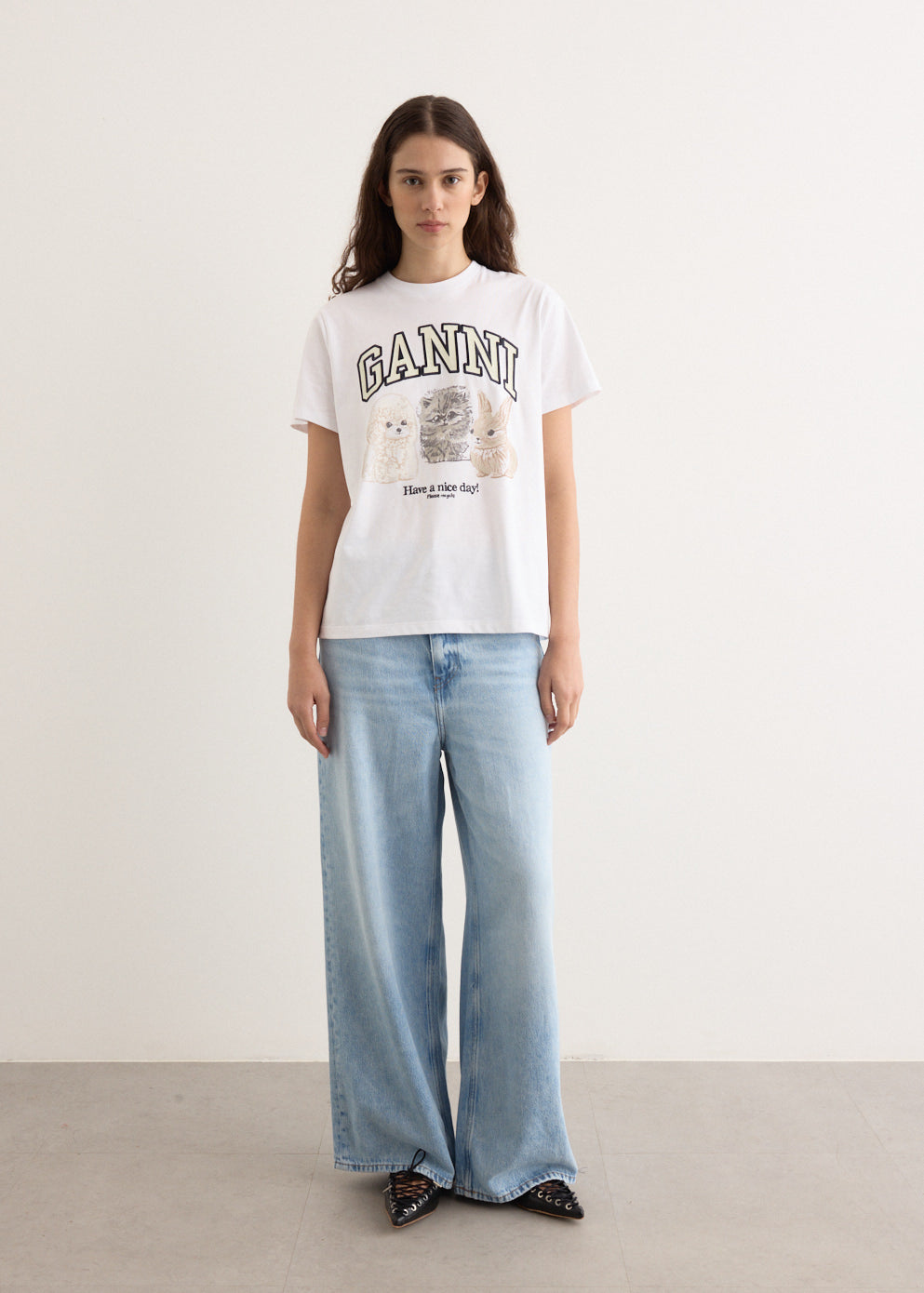 Tシャツ・カットソー Ganni FW25 RELAXED FIT T-SHIRT (T4237 151) Basic Cotton Jersey Animals Relaxed T-Shirt