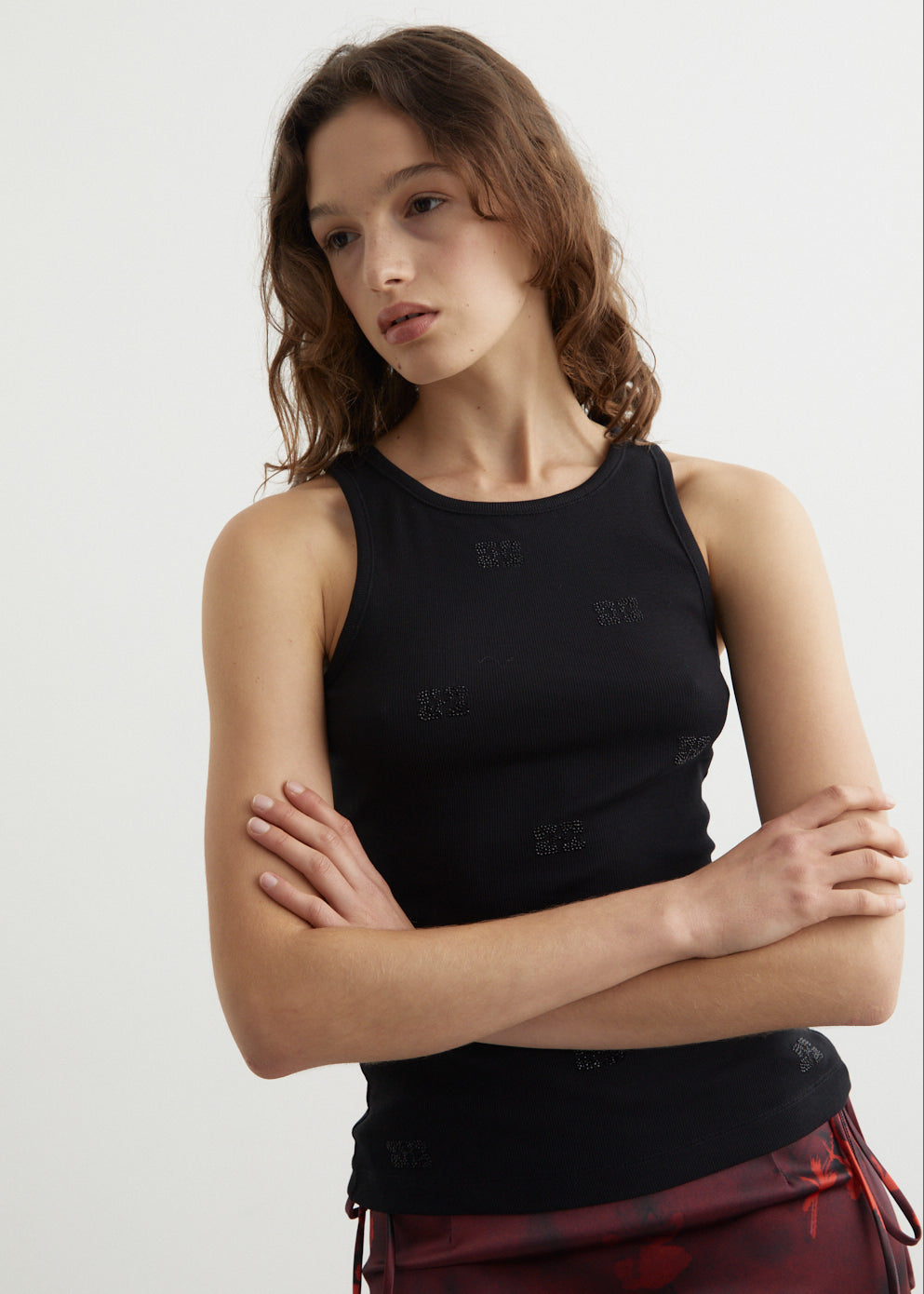 Ganni - Soft Cotton Rib Rhinestone Butterfly Tank Top - Tank,Specials : American Fashion Style Bags On Sale Ganni - Soft Cotton Rib Rhinestone Butterfly Tank Top - Tank,Specials : American Fashion Style Bags On Sale