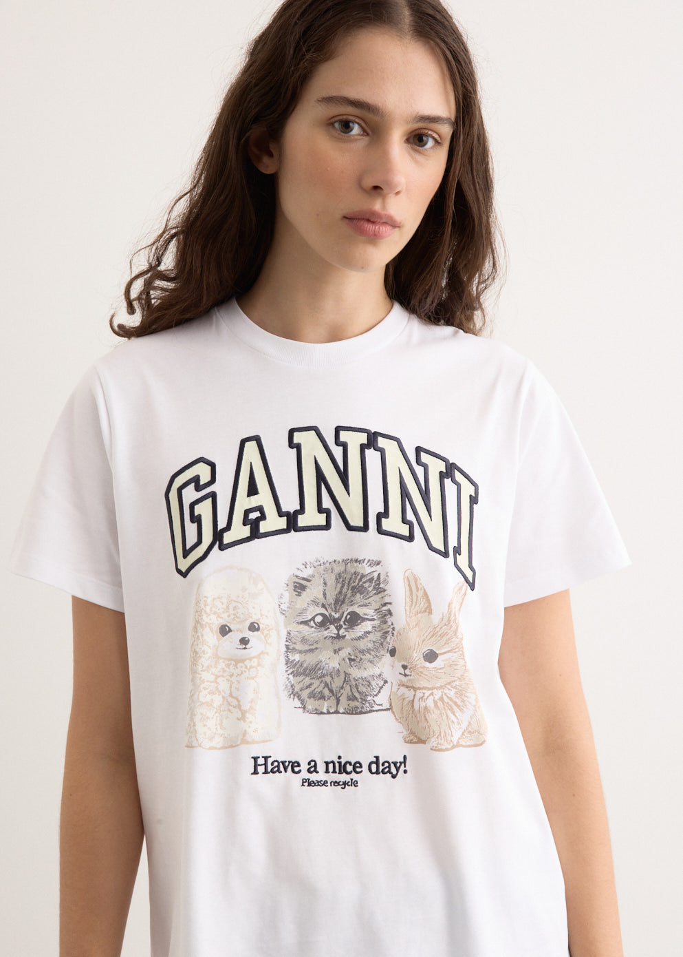 Tシャツ・カットソー Ganni FW25 RELAXED FIT T-SHIRT (T4237 151) Basic Cotton Jersey Animals Relaxed T-Shirt