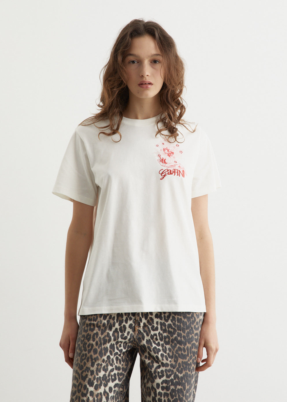 Ganni - Basic Jersey Celestial Poster Relaxed T-Shirt - Tshirt print,Specials : American Fashion Style Bags On Sale Ganni - Basic Jersey Celestial Poster Relaxed T-Shirt - Tshirt print,Specials : American Fashion Style Bags On Sale